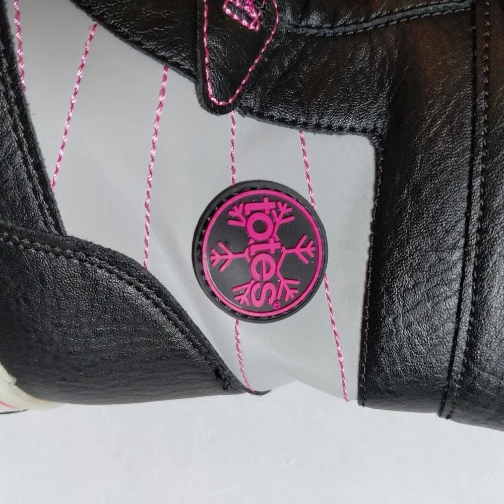 Totes Beaver Winter Snow Boots Girls Size 4 Black Pink Waterproof Lined EXC COND